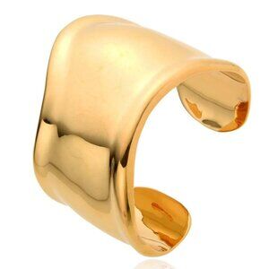 ALEX MIKA "ALEXIS" SHAPED & WAVY 14K GOLDPLATED STAINLESS CUFF BRACELET 29